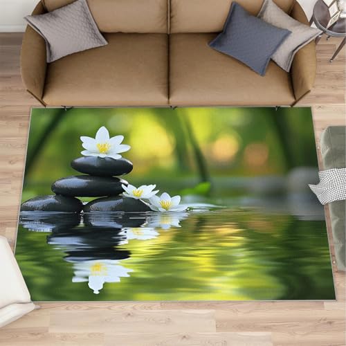 Zen Stone Rugs for Bedroom, Meditation Home Decor Rug, Yoga Rugs for Living Room, Washable Area Rug for Boys Girls Room, Non Slip & Low Pile Carpet - 3x5 ft - color: Zen Stone, size: 3'x5' /36"x60"
