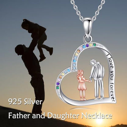 YFN Daughter Gifts from Dad 925 Sterling Silver Daughters Heart Necklace Birthday Christmas - color: Father Daughter Necklace01