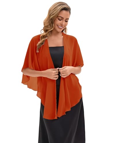 Baoqiya Chiffon Shawl Evening Scarf Shawls and Wraps for Women Wedding Party Bridal Scarves Cover Ups - color: Caramel