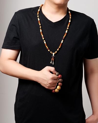 Handcrafted Wooden Bead Bracelet Mixed Natural Wood Colors Prayer Bracelet for Men or Women,1pc/pack - style: Dia.20mmX12pcsBeadsOnly