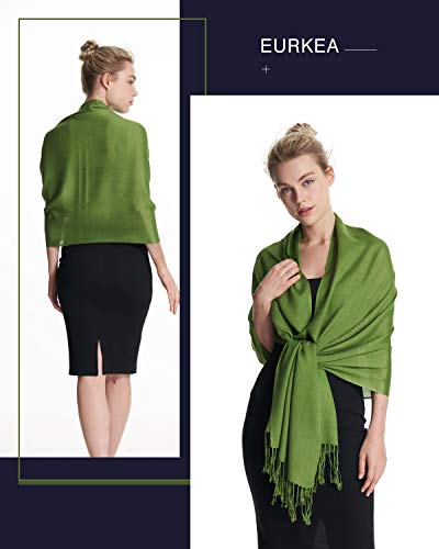 EURKEA Women's Scarf Pashmina Silky Soft Shawls Wraps Stole for Evening, Wedding and Gift - color: Grass
