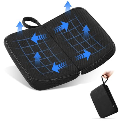 Dunzy Travel Seat Cushion Portable Airplane Seat Cushion 14.6" × 10.4" Foldable Memory Foam Comfort Pad for Stadium, Flights, Office, Camping, Bleachers