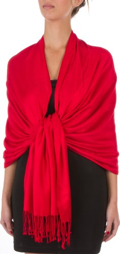 Sakkas 78" X 28" Rayon from Bamboo Soft Solid Pashmina Feel Shawl/Wrap/Stole - color: Red