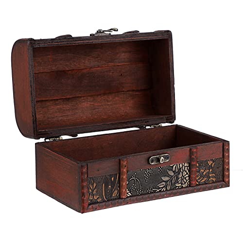 ELLDOO Vintage Treasure Chest Box, Pirate Keepsakes Box for Kids Gifts, Wooden Treasure Storage Box Decorative Box for Jewelry Pearl Trinkets, Medium - size: Medium