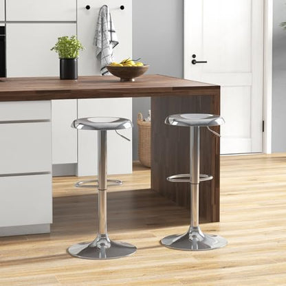 Adjustable Bar Stools Set of 2, Swivel Round Metal Airlift Barstools, Backless Counter Height Bar Chairs for Kitchen Dining Room Pub Cafe (Chrome) - color: Chrome, size: 2 pcs