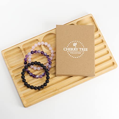 Cherry Tree Collection - Small, Medium, Large Sizes - Gemstone Beaded Bracelets For Women and Men - 8mm Round Beads - color: Peace and Serenity, size: Large