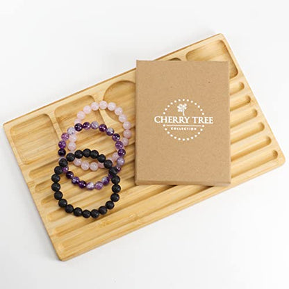 Cherry Tree Collection - Small, Medium, Large Sizes - Gemstone Beaded Bracelets For Women and Men - 8mm Round Beads - color: Peace and Serenity, size: Medium