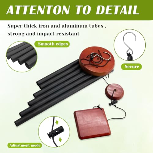Small Wind Chimes for Outside, Wind Chimes Outdoor with 6 Tuned Tubes, Memorial WindChimes for Garden, Patio and Home - size: 26" BK