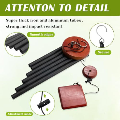 Small Wind Chimes for Outside, Wind Chimes Outdoor with 6 Tuned Tubes, Memorial WindChimes for Garden, Patio and Home - size: 26" BK