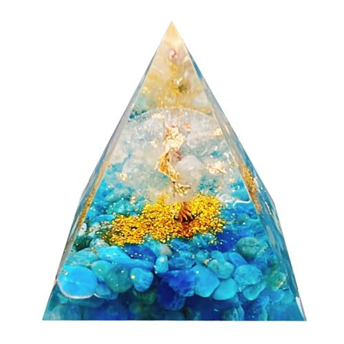 Tree of Life Orgone Pyramid,Natural White Quartz&Apatite Orgonite Healing Crystal Pyramid,Crystal Stone Positive Reiki Energy Generator Collection Wealth Lucky Meditation Tool(6cm) - color: White1