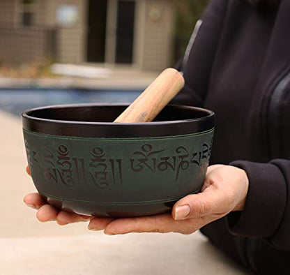 Tibetan Meditation Buddha Singing Bowl Mallet Mat Cushion Set (7 Inches, Buddha) - color: Buddha, size: 7 Inches