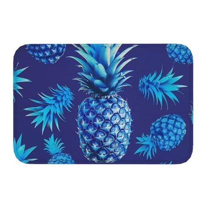 Blue Pineapple Printed Flannel Non - Slip Floor Mat 16x24in - Soft Plush Microfiber Rug for Every Indoor Space - color: Blue Pineapple