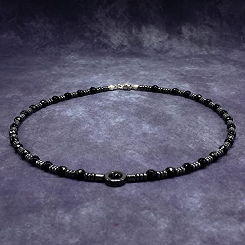 Healing Stress Anxiety Meditation Grounding Energy Gemstone Necklace Series - color: Healing Gemstone Necklace Series-Natural Black Agate -6mm 18 inch- Stone
