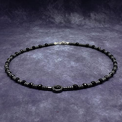 Healing Stress Anxiety Meditation Grounding Energy Gemstone Necklace Series - color: Healing Gemstone Necklace Series-Natural Black Agate -6mm 18 inch- Stone