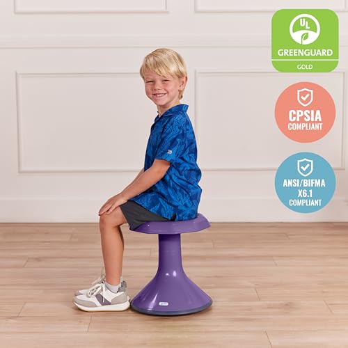 ECR4Kids ACE Active Core Engagement Wobble Stool, 15-Inch Seat Height, Flexible Seating, Eggplant - color: Eggplant