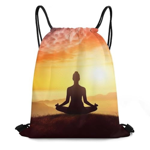 Yoga Meditation Drawstring Backpack Travel Sports Drawstring Bags Portable Storage Gym Bag for Men Women, 35*42cm, Style-3 - color: Style-3