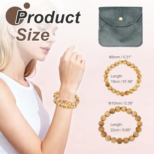 MECCANIXITY Pcs Prayer Beads Bracelet, Natural Wooden Bead Mala Bracelets Link Wrist for Men Women Beaded Stretch Crafts Bangle - color: Cliff Cypress Color