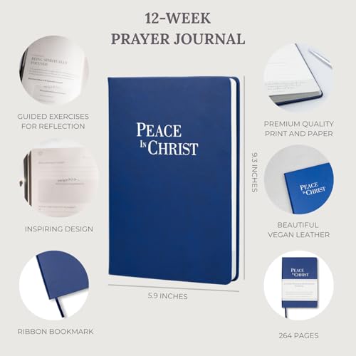 Prayer Journal – Peace in Christ 12-Week Guided Christian Prayer Journal for Women & Men with Daily Prayer Prompts, Scripture, Gratitude & Reflection for Spiritual Growth - color: Blue