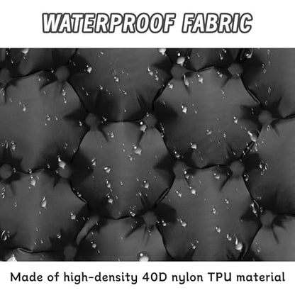 Inflatable Seat Cushion, Lightweight Camping Air Sitting Pad, Waterproof Air Seat Cushion, Portable Push-Press Seat Cushion for Airplane Travel Hiking Office Stadium Seat（Black）