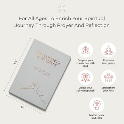 Christian Devotional Journal - God, Goodness & Gratitude - 2026 Faith-Based Gratitude and Prayer Journal for Daily Prayers, Bible Study, and Spiritual Growth - White Leather Hardcover - color: White