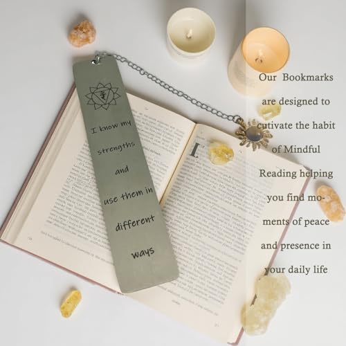 Encouragement Gift for Women Confidence Booster Bookmark with Tiger Eye Crystal Inspirational Mindful Gift for Readers, Writers, Students, Yogis - color: Power