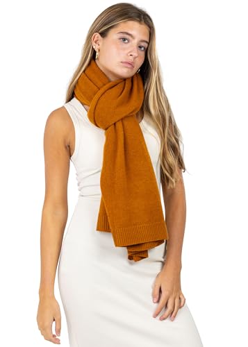 Velanio Cashmere Luxury Knitted Wrap Travel Shawl Scarf, Pashmina Stole, All-Season Scarf for Women Cashmere Wool Blend - color: Sienne
