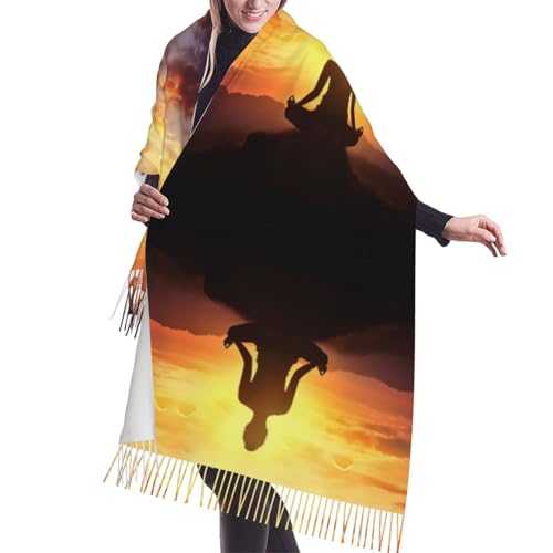 Yoga Meditation Scarf for Women Winter Warm Scarves, Cashmere Feel Tassel Fashion Scarfs, Pashmina Shawl and Wraps