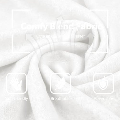 Women Summer Scarfs Large Long Lightweight Linen Beach Gauze Shawl Wrap 75”×43” - color: White