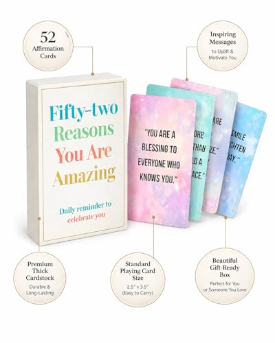 Isaac Liev Affirmation Cards for Women, Men & Teens – 52 Uplifting Positive Quotes & Inspirational Messages - style: Amazing Affirmation