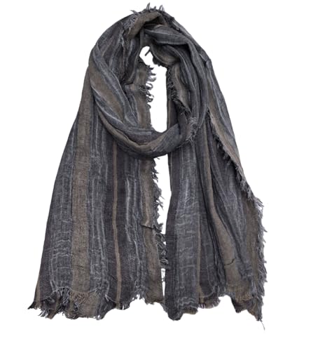 Artistic Retro Cotton And Linen Scarf, Plain Tie Dye Gradient Autumn And Winter New Soft Cotton Shawl - color: Dark Gray