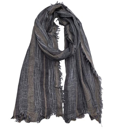 Artistic Retro Cotton And Linen Scarf, Plain Tie Dye Gradient Autumn And Winter New Soft Cotton Shawl - color: Dark Gray