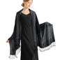 Silky Paisley Pashmina Shawl Scarf-Women's Soft Double-side Jacquard Pashminas Wrap for Evening Dress Travel Shawl - color: A-black Charcoal Gray