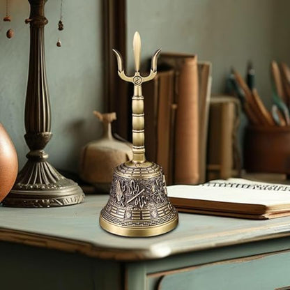 Meditation Bell Handbell Loud Copper Taoist Ritual Polished Instrument Buddhist Bell Prayer Bell Pray Sing Bowl Hand Bell