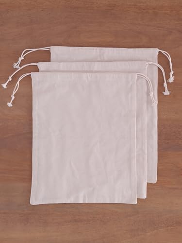 Popular Handicrafts Organic Cotton Dust Proof Storage Bags with Drawstring - Toy - Shoe - Travel - Cloth Bag for Handbags, Purses, & Sneakers - Lint - free Beige (3 Bags - 20"x26") - size: 20"W x 26"H