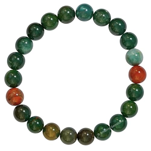 Amazing Gemstone Crystal Bracelet for Women Men's Gifts - Protection Healing Crystal Bracelet - 8mm Gemstone Beaded Stretchable Bracelet Pulseras Para Hombres Mujer Stocking Stuffers Mothers Day Gift (Bloodstone) - color: Bloodstone
