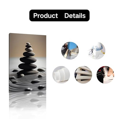 Loitspo Zen Stone Canvas Wall Art, Spirit Canvas Wall Art, Stones Balance Pebbles Stack Picture Print, Zen Stones and Sand Pictures Print Wall Art Decor, Spirit Sand Picture for Yoga (28"x42") - size: 42L"x28W"
