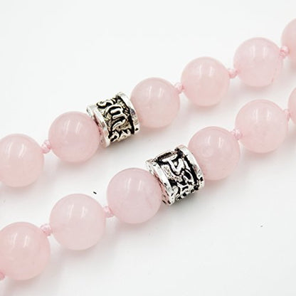mala Beads Necklace for Women Man, mala Bracelet, Prayer Beads Necklace - color: rose quartz
