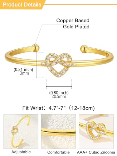 U7 Unisex Simple Cuff Bracelet 18K Real Gold Platinum Plated Fine Bracelets Fashion Jewelry Open Bangle Cuff Bracelets, Twisted or Heart Style - color: E.CZ Knot Bracelet-Gold
