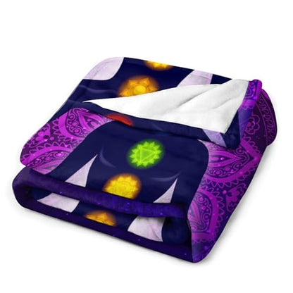 Seven Chakra Yoga Meditation Lotus Purple Mandala Soft and Comfortable Flannel Blanket, Home Blanket 40"*50" （100 * 130cm） - color: Seven Chakra Yoga Meditation Lotus Purple Man, size: 40"*50" （100*130cm）