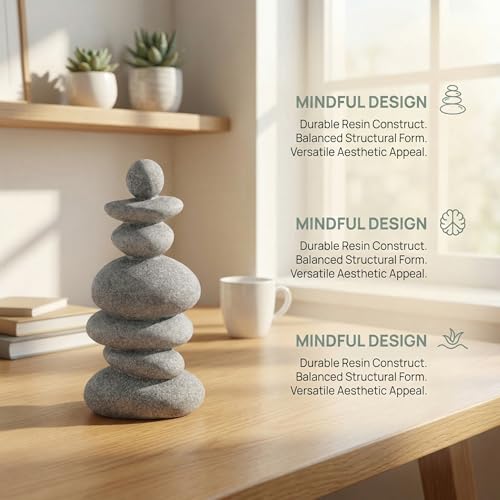 DECHOUS Japanese Zen Stacked Rocks Decor Faux Zen Garden Stone Sculpture for Garden, Meditation, Indoor Outdoor Small Rock Figurines