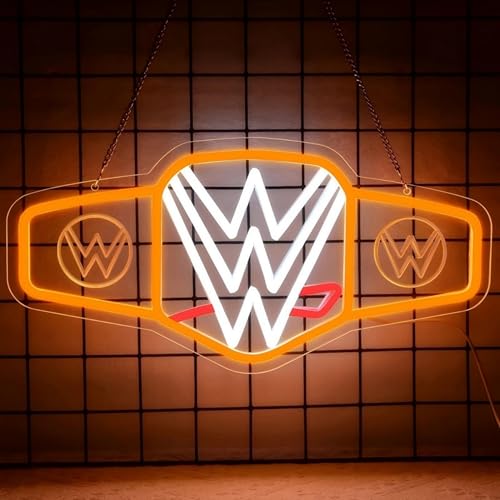 Wrestling Neon Sign LED Wall Decor with Brightly Colored Wrestling Belts and Logos for Gaming Bedrooms, Match Parties, Sports Fan Gifts, Wrestling Gifts, Sports Themed Lighting, Gym Decor and Man Cave - color: Wrestling