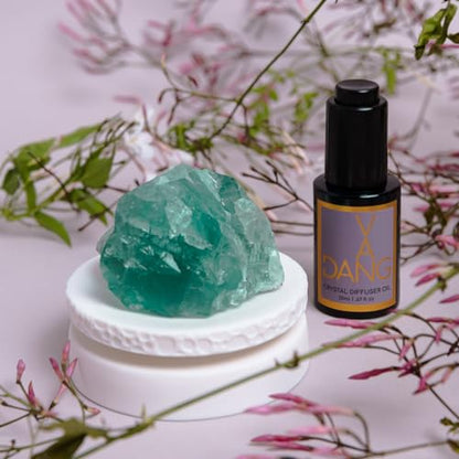 Van Dang Crystal Stone Meditation Set Flourite | Diffuser Oil Dropper Aromatherapy | Luxury Spiritual Home Decor Fragrance Gift Notes of Basil, Ambrette, Pepper, Clary Sage, Mimosa, Sandalwood (Veldt) - color: Veldt