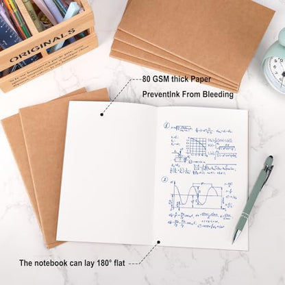 EOOUT 8 Pack Blank Kraft Notebooks, A5 Journals Notebook Bulk, Unlined Paper Sketchbooks, 8.3 x 5.5 inches 60 Pages Travel Journal Set for Journaling, Student, Kids, Writing - style: Blank-8pack
