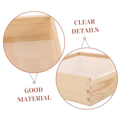 Alipis Acrylic Lid Wooden Box for Storage Jewelry Organizer Wooden Sliding Lid Space-saving Lightweight for Home Bedroom Travel