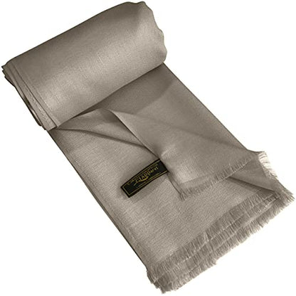 CJ Apparel Solid Color Fringe Design Fringe Shawl Scarf Wrap Stole Throw Head Wrap Pashmina Gift Hand Made in Nepal New - color: Light French Beige Fc1069