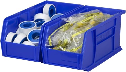 Akro-Mils 30230 AkroBins Plastic Storage Bins, Space-Saving Stackable Bins for Garage, Pantry, Craft Organization, 10.5 "L x 5.5 "W x 5"H, Blue, 12-Pack - color: Blue