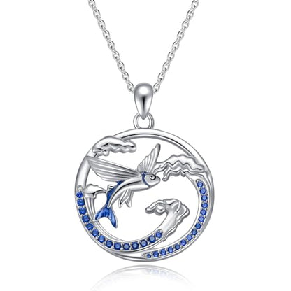 Animal Necklace 925 Sterling Silver Pendant Jewelry Gift for Women Animal Lover - style: Fish