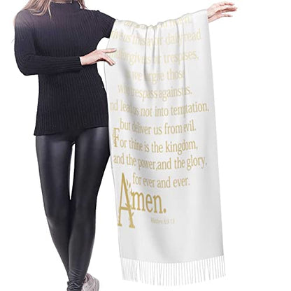 Presents for Women,White Religious Christian Jesus Loves Me Bible Verse Fringe Pashmina Shawl Wrap for Bridal Wedding Party - color: Ube01