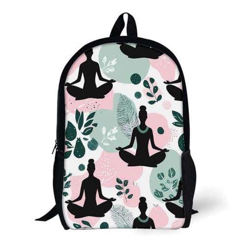 Meditation Yoga Nature 17 Inch Travel Backpack Casual Daypacks Computer Shoulder Bag for Work Shopping