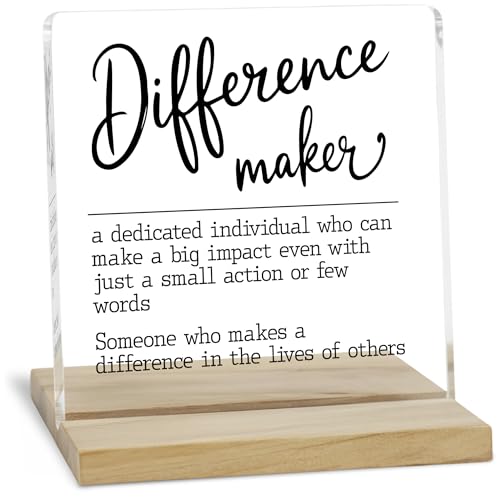Difference Maker Definition Desk Decor Sign, Appreciation Gifts for Teacher Boss Leader Coworker Acrylic Plaque - color: Difference